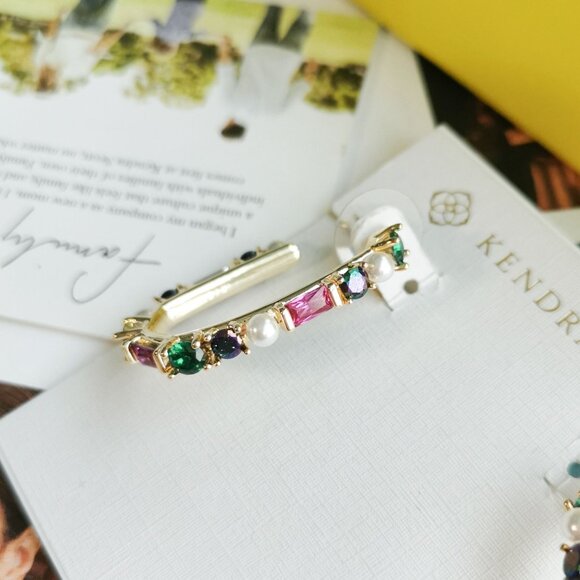 New Kendra Scott Madelyn Multi Mix Hoop Earrings Gold - Picture 2 of 4